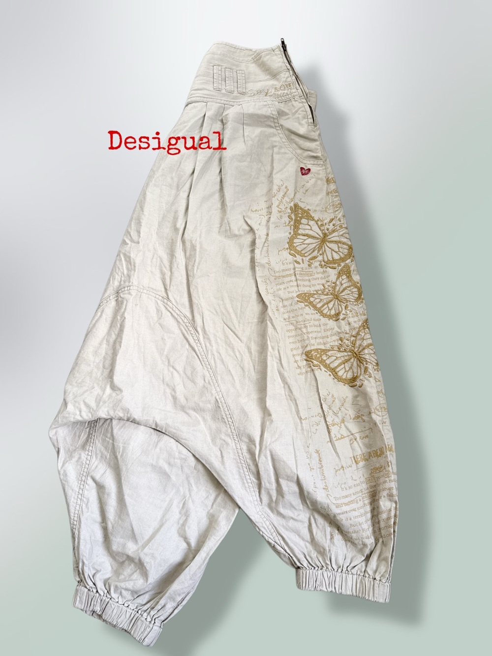 DESIQUAL
cream Harem Sweatpants with Gold Butterfly Print
